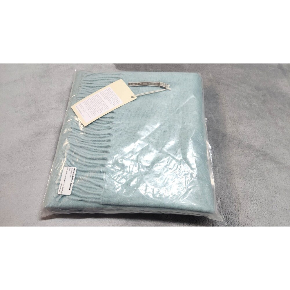 Alicia Adams Alpaca Wool Blend Patmos Throw Blanket Aqua 51” X 71” Blue